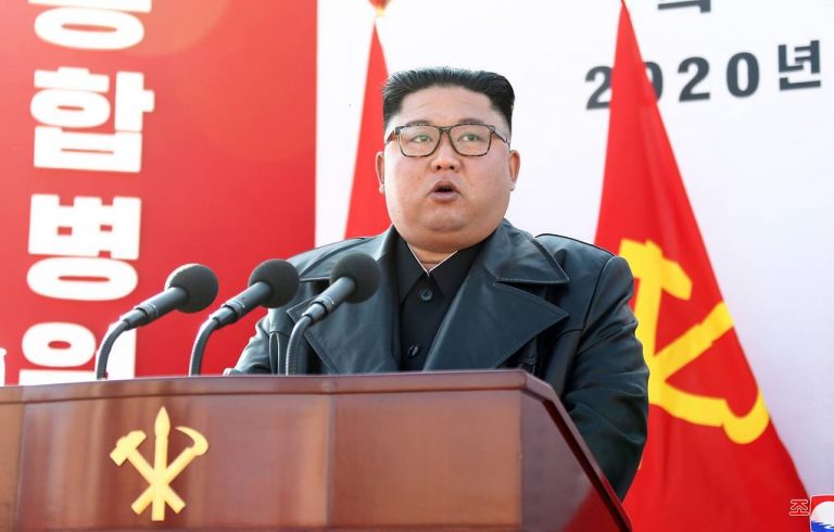 North Korean leader Kim Jong-un at ground-breaking ceremony of for the construction of the Pyongynag Hospital