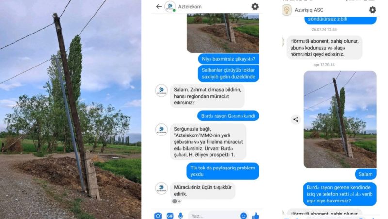 İşıq və telefon dirəyi